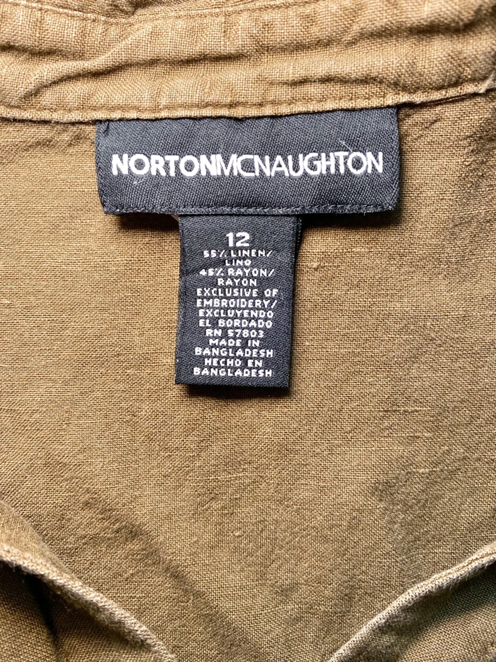Norton McNaughton Y2K Earthy Linen Blend Floral Embroidered Button-Down Top - Picture 8 of 13